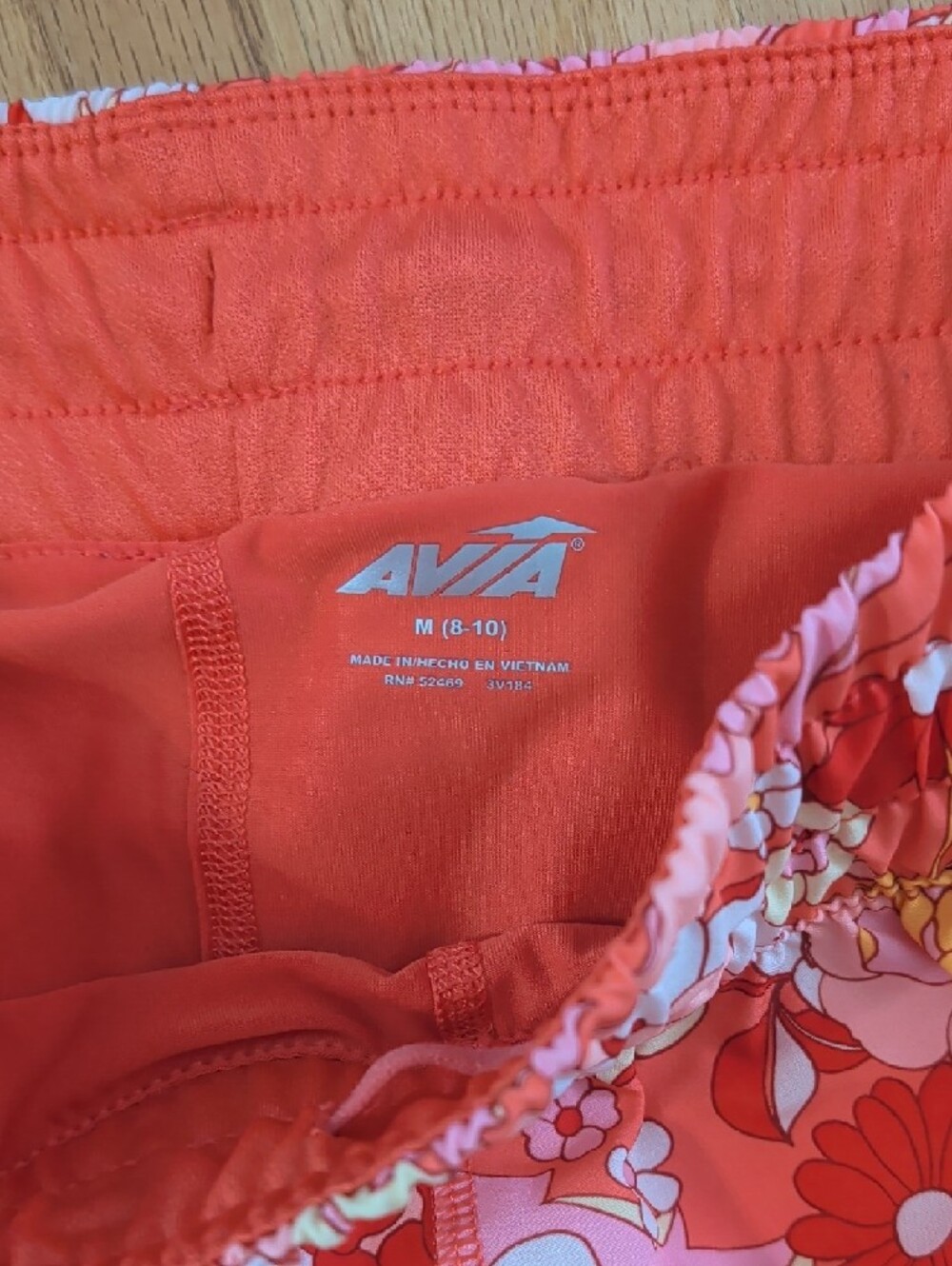 Avia Floral Elastic-Waist Women's Shorts - Coral Pink - Picture 2 of 3